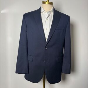Piattelli Blazer Mens 42R Navy Blue Solid Loro Piana Wool Barneys New York 42 R